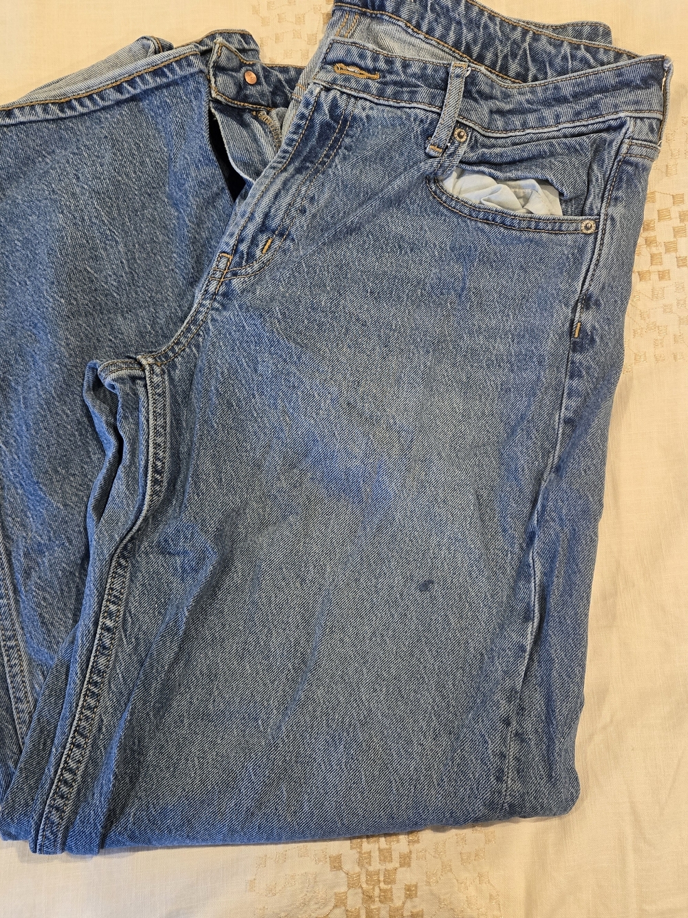 Old Navy Women's Wide Leg Mid Rise Fit Light Blue Denim Jeans